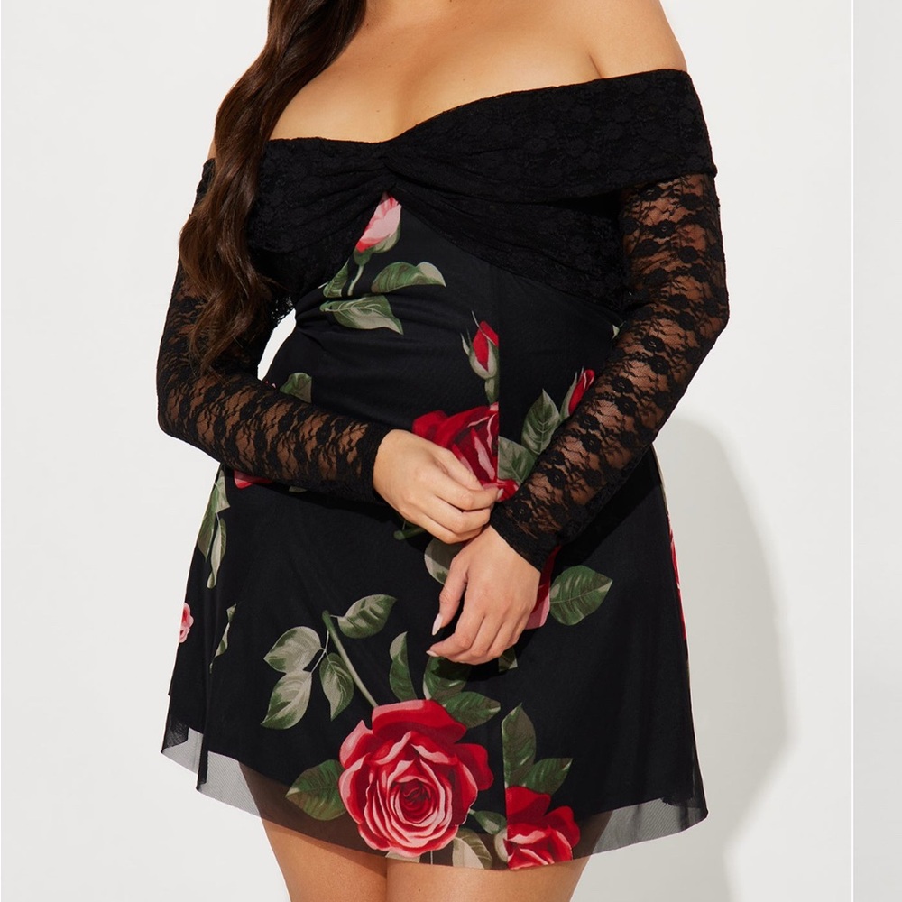 Fashion Nova Rosalee Mesh Mini Dress - Black 3X